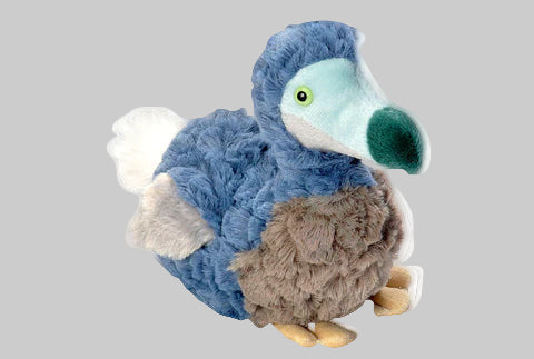 Plush toy dodo bird on a plain background