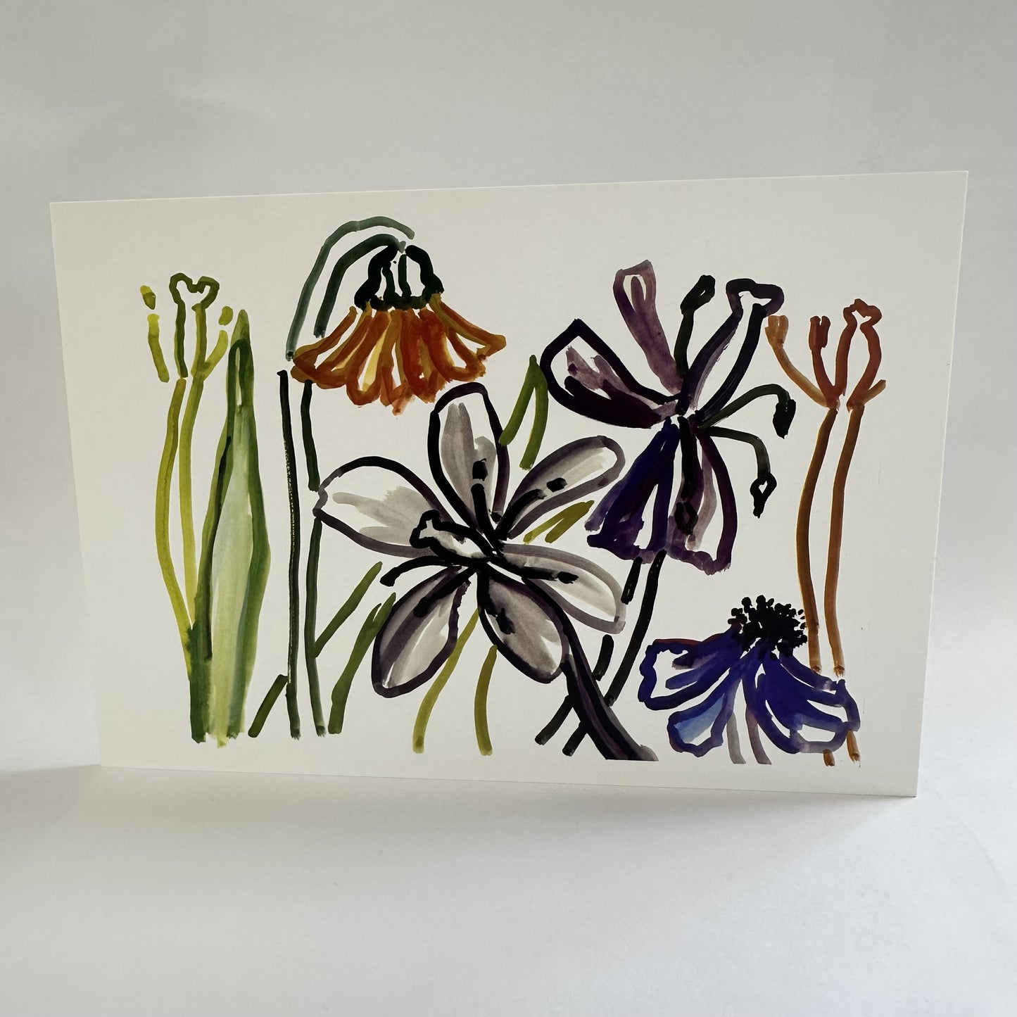 Card: Nerys Johnson, Flowers Outline