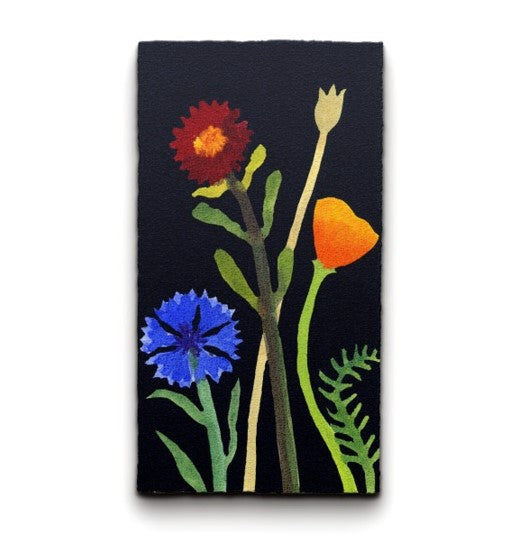 Rectangular patch with colorful flowers on a black background