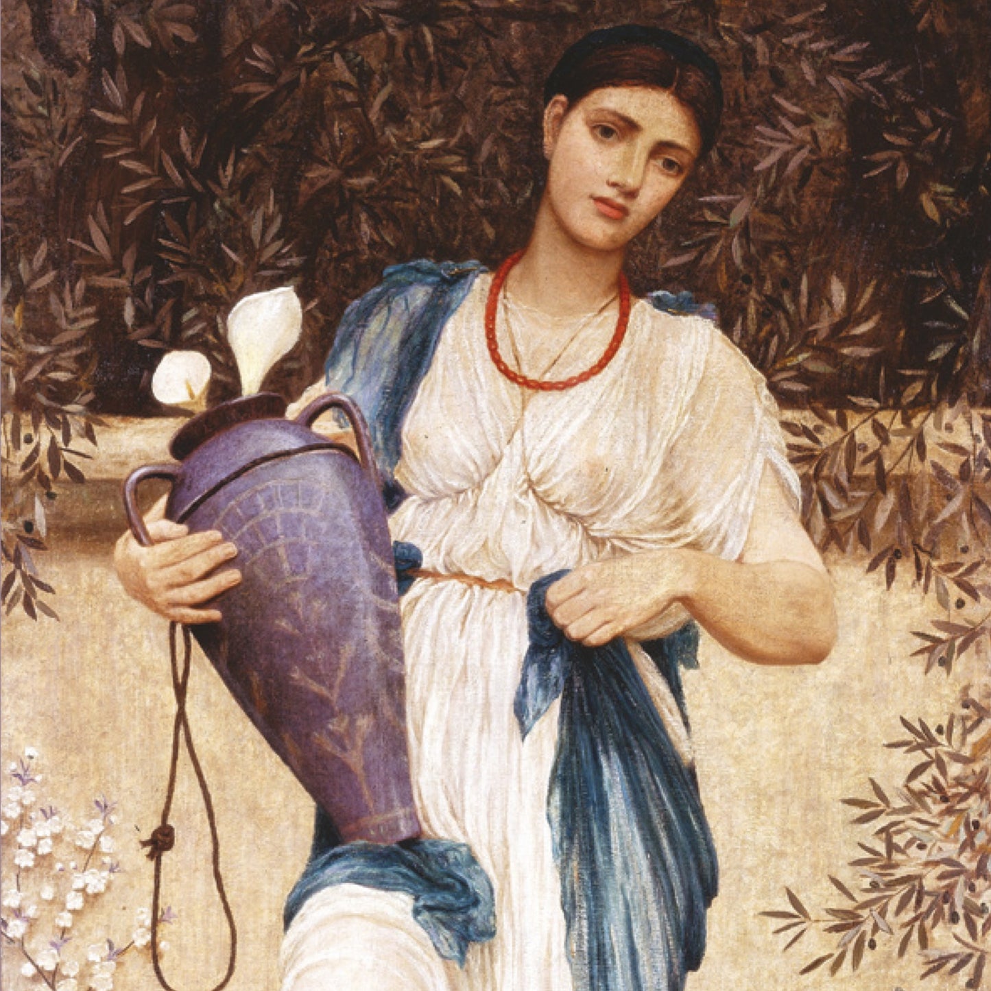 Woman with Lilies by Rhomas Armstrong Greetings Card
