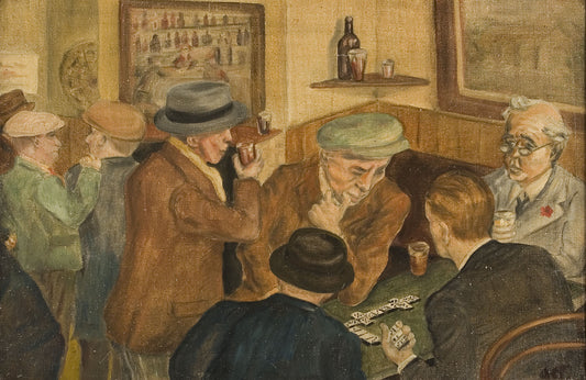 The Bar - Playing Dominoes art print
