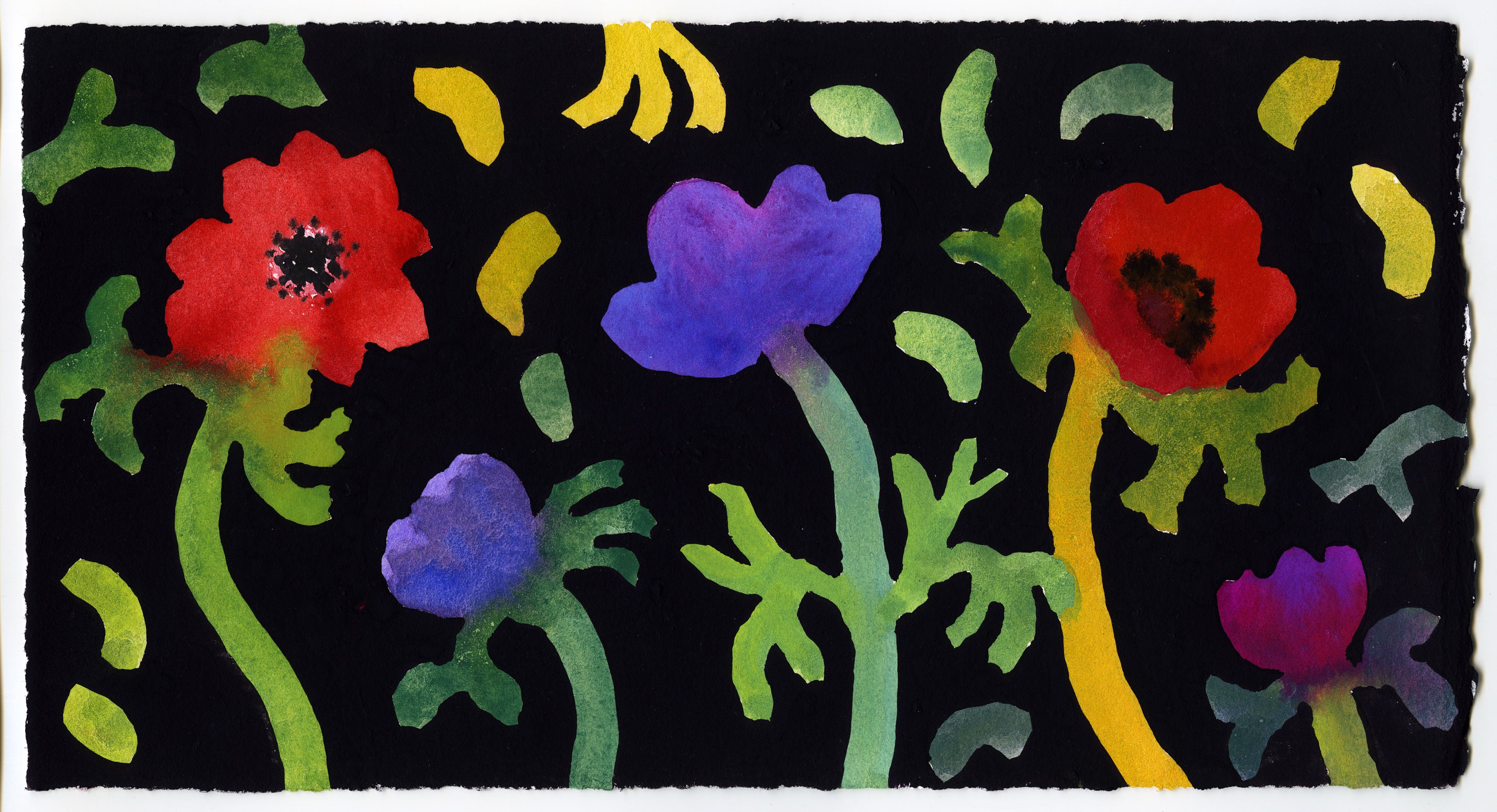 Colorful floral design on a black background
