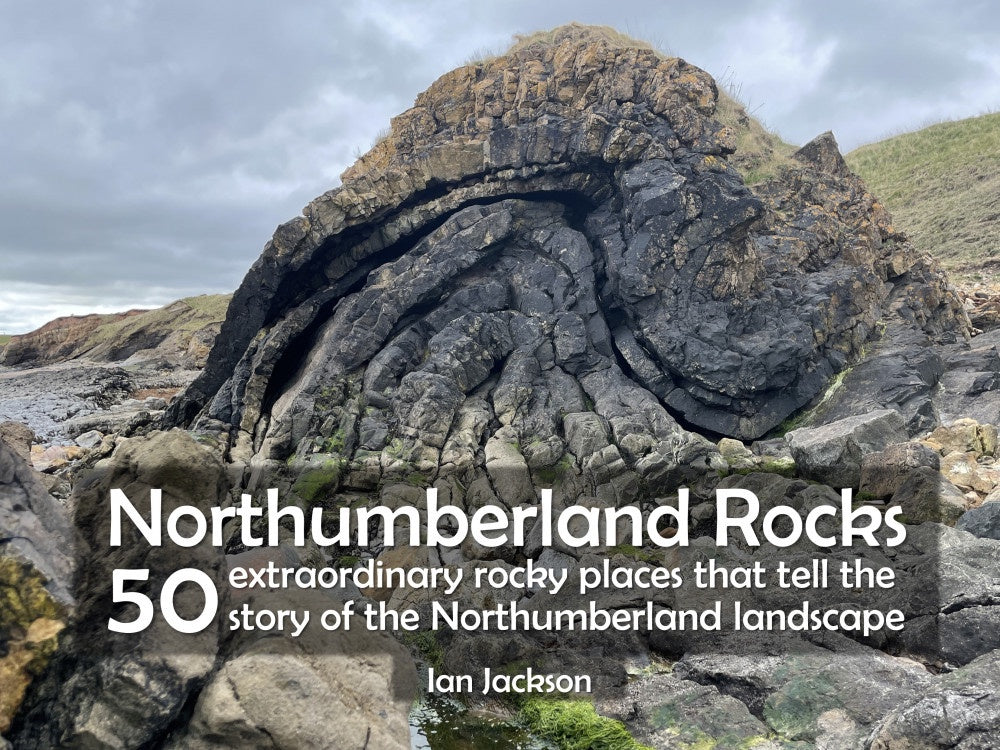 Book cover of 'Northumberland Rocks' with a large rock formation in the background.
