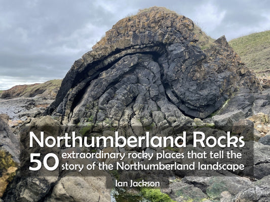 Book cover of 'Northumberland Rocks' with a large rock formation in the background.