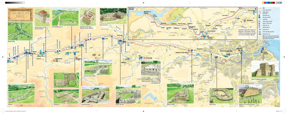 Map of a historical site with illustrations and text